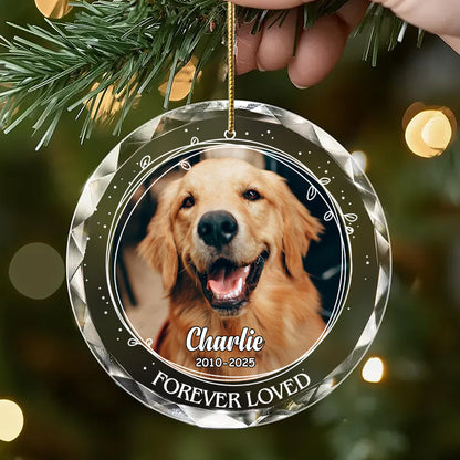 Personalized Pet Memorial Ornament – Custom Glass Keepsake with Photo, Name & Dates – Forever Loved Tribute Gift for Pet Loss, Dog or Cat Owners