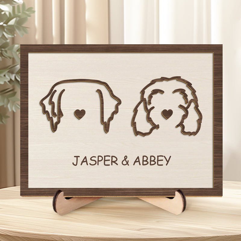 Custom Dog Ear Portrait - Personalized Wooden Sign - Unique Pet 2-Layered Wooden Plaque With Stand - Thoughtful Gift for Dog Lovers, Pet Owners
