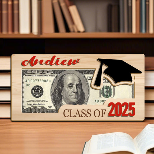 Custom 3-Layer Graduation Money Holder Plaque – Class of 2025 Gift for Daughter, Son & Grandchild of Proud Families