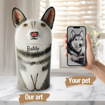 Custom Hand-Painted Ceramic Pet Urn-A Beautiful Tribute to Your Beloved Feline-Sympathy Gift For Pet Owners, Pet Lovers