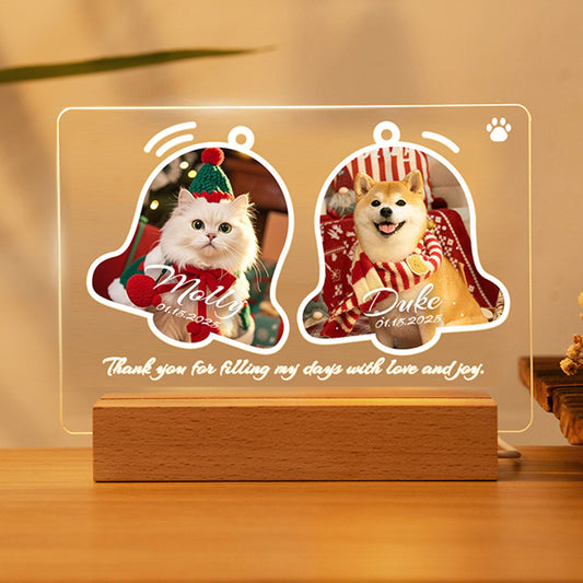 Personalized Bell Two Pet Memorial Acrylic Night Light