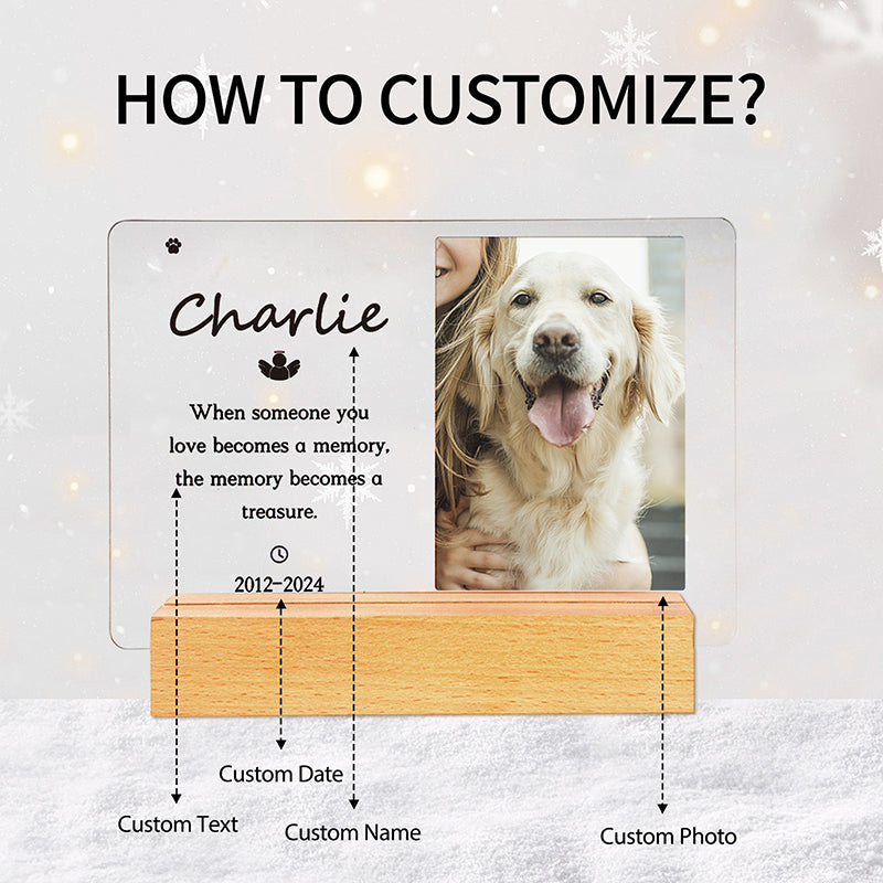 Custom Pet Memorial LED Acrylic Plaque – Personalized Remembrance Gift
