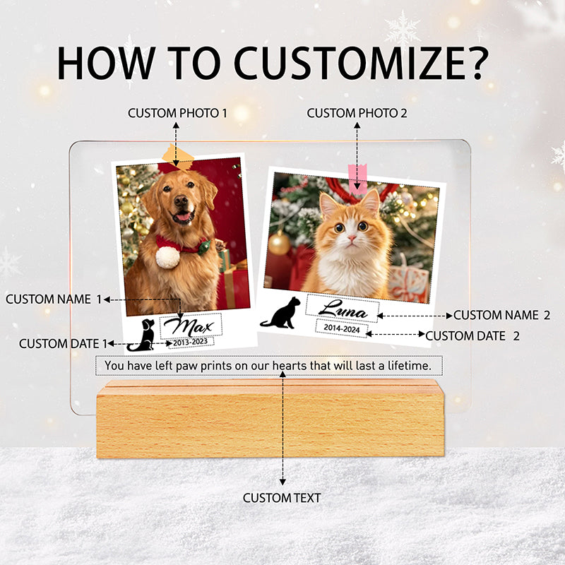 Custom Pet Memorial LED Plaque – Personalized Tribute for Cats & Dogs