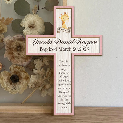 Personalized Animal Cross Keepsake – Custom Name, Occasion & Date – Faith Gift for Baptism, Christening, or Nursery Decor