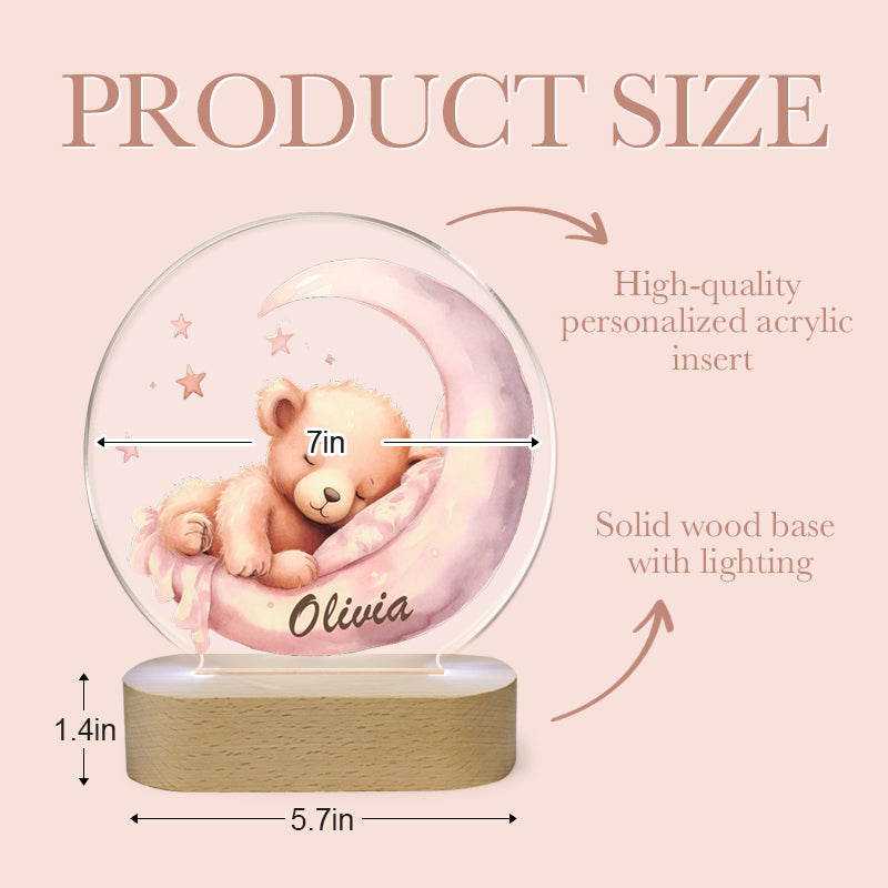 Personalized Baby Night Light with Moon & Animal – Custom Name Keepsake – Gift for Newborns, Baby Showers, or Nursery Decor