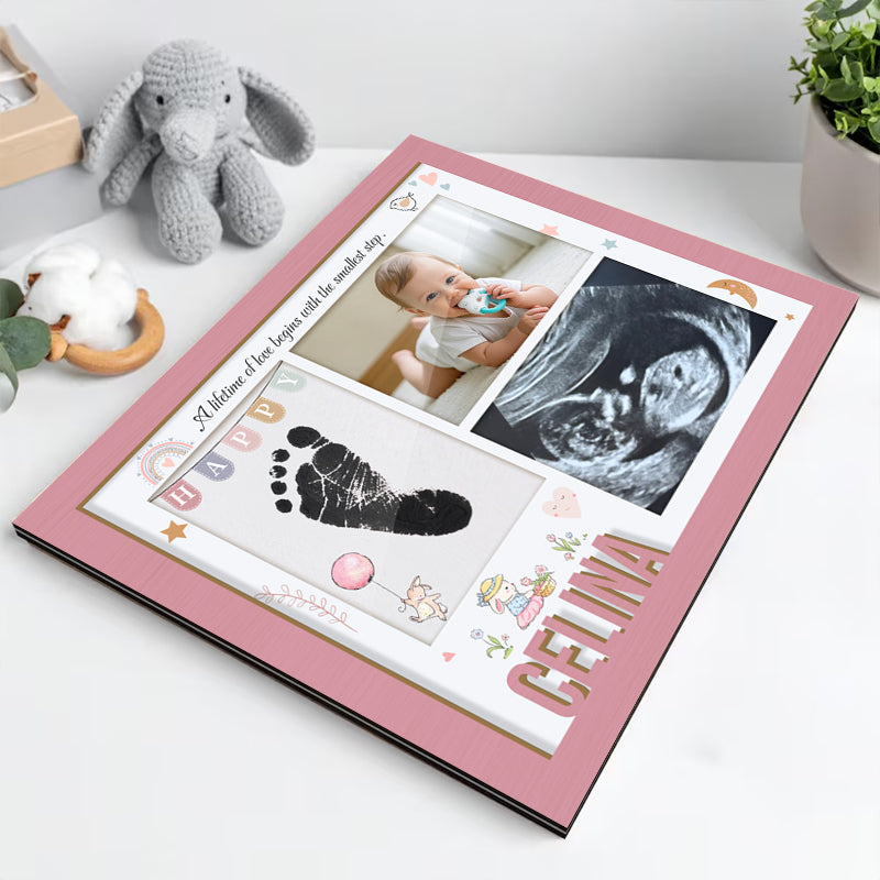 Personalized Baby Handprint & Footprint Frame – Custom Wooden Keepsake Gift for New Parents, Grandparents