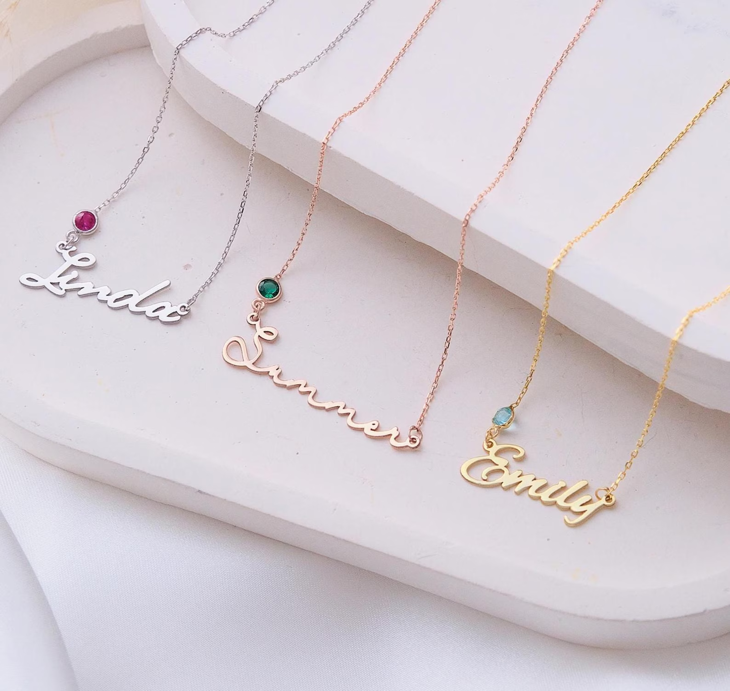 Personalized Name Necklace with Birthstone – Custom Minimalist Jewelry Gift for Loved Ones