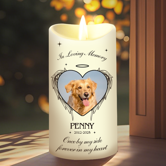 Custom Photo In Loving Memory-Memorial Personalized Custom LED Candle - Sympathy Gift For Pet Owners, Pet Lovers
