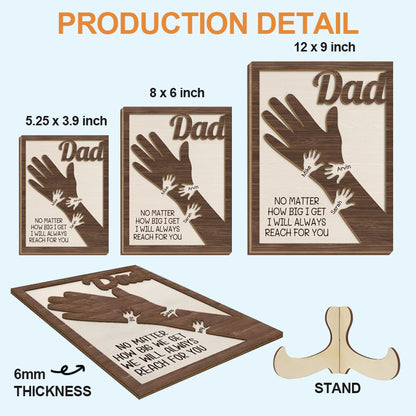 We Hold Our Hands Together And Forever - Family Personalized Custom 2-Layered Wooden Plaque With Stand - Father's Day, Gift For Dad, Grandpa