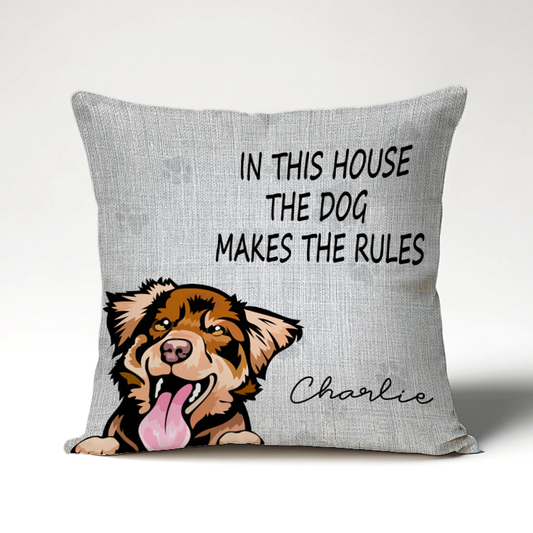 Custom We Rule The House Dog Version- Personalized Custom Pillow - Home Decor, Birthday, Funny, Housewarming Gift For Pet Lovers, Dog Lovers