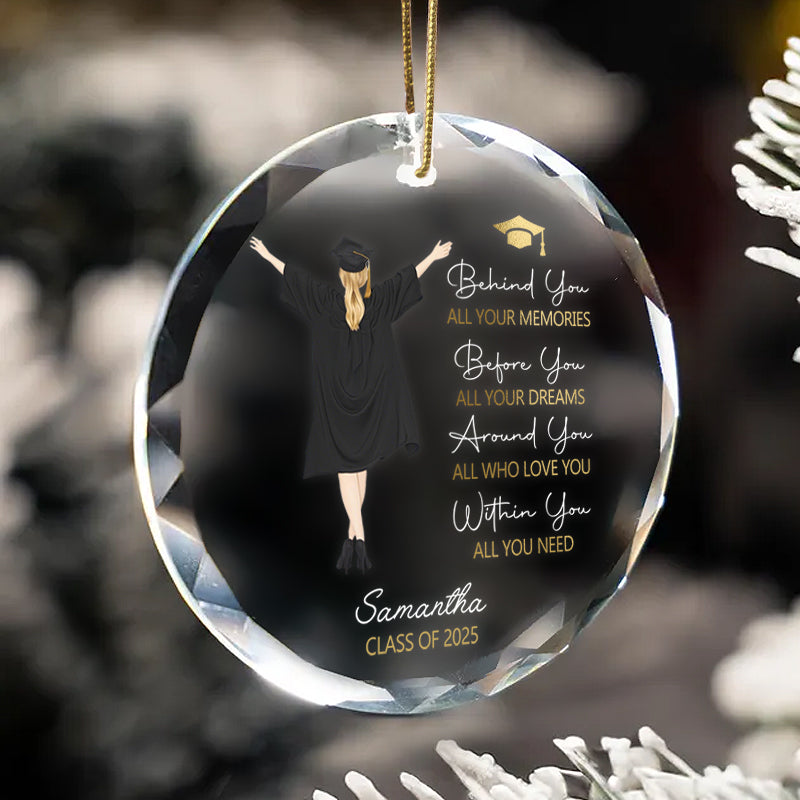 Personalized Graduation Ornament – Custom Silhouette Glass Keepsake with Name & Year – Inspirational Gift for Graduate, Parents, or Teachers
