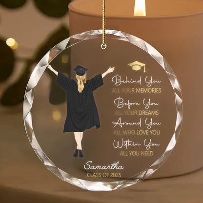 Personalized Graduation Ornament – Custom Silhouette Glass Keepsake with Name & Year – Inspirational Gift for Graduate, Parents, or Teachers