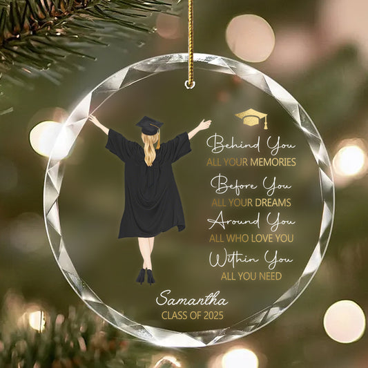Personalized Graduation Ornament – Custom Silhouette Glass Keepsake with Name & Year – Inspirational Gift for Graduate, Parents, or Teachers
