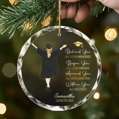 Personalized Graduation Ornament – Custom Silhouette Glass Keepsake with Name & Year – Inspirational Gift for Graduate, Parents, or Teachers