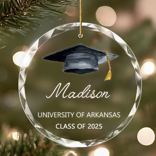 Personalized Class of [Year] Graduation Ornament – Custom Glass Keepsake with Name, School & Tassel Color – Gift for Graduate, Parents, or Grandparents
