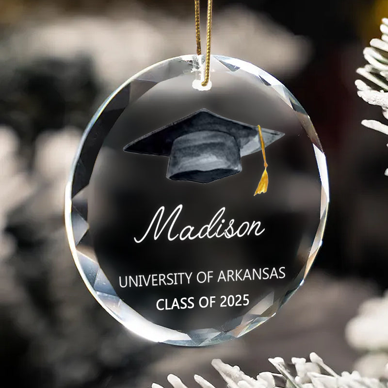 Personalized Class of [Year] Graduation Ornament – Custom Glass Keepsake with Name, School & Tassel Color – Gift for Graduate, Parents, or Grandparents