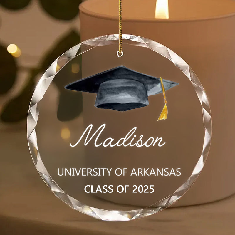 Personalized Class of [Year] Graduation Ornament – Custom Glass Keepsake with Name, School & Tassel Color – Gift for Graduate, Parents, or Grandparents
