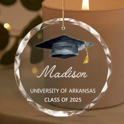 Personalized Class of [Year] Graduation Ornament – Custom Glass Keepsake with Name, School & Tassel Color – Gift for Graduate, Parents, or Grandparents