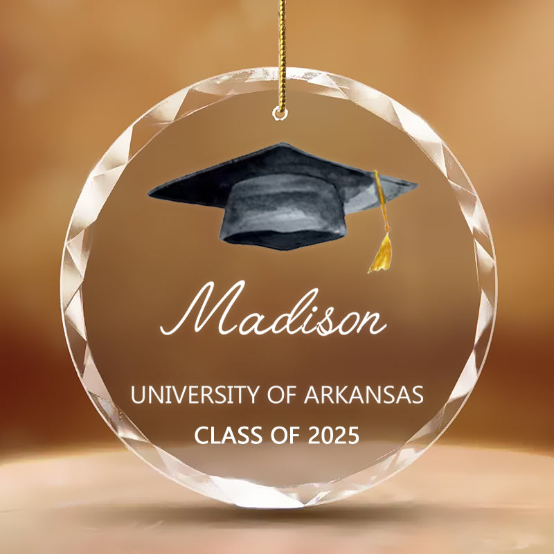 Personalized Class of [Year] Graduation Ornament – Custom Glass Keepsake with Name, School & Tassel Color – Gift for Graduate, Parents, or Grandparents