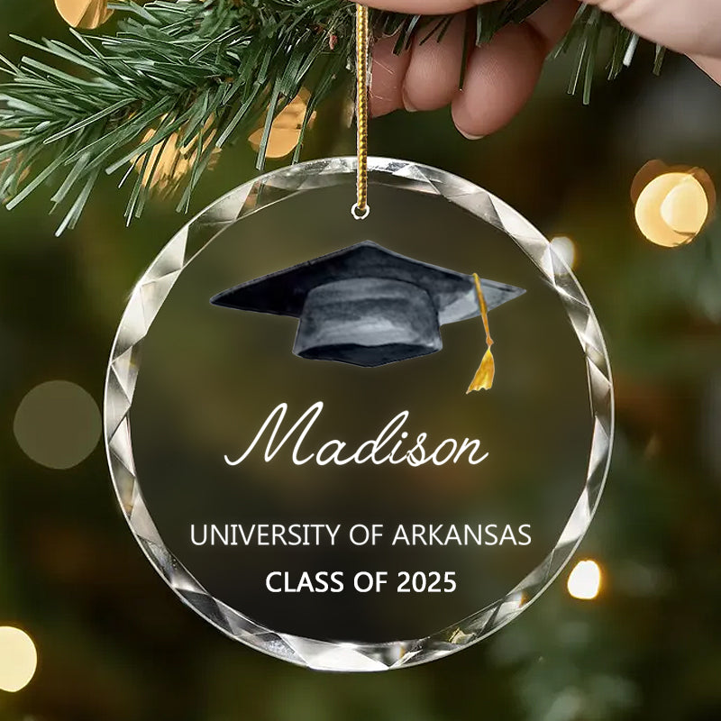 Personalized Class of [Year] Graduation Ornament – Custom Glass Keepsake with Name, School & Tassel Color – Gift for Graduate, Parents, or Grandparents