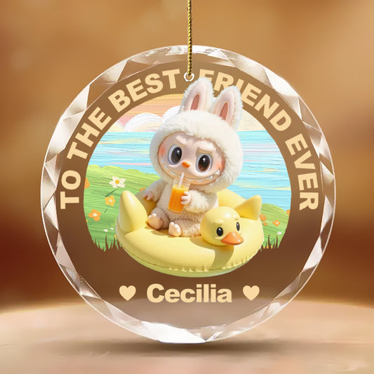 Custom Personalized “Whimsical Forest Friend” Round Glass Ornament – Unique Gift for Best Friends, Soulmates and Fantasy Lovers