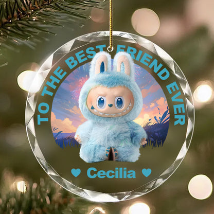 Custom Personalized “Whimsical Forest Friend” Round Glass Ornament – Unique Gift for Best Friends, Soulmates and Fantasy Lovers