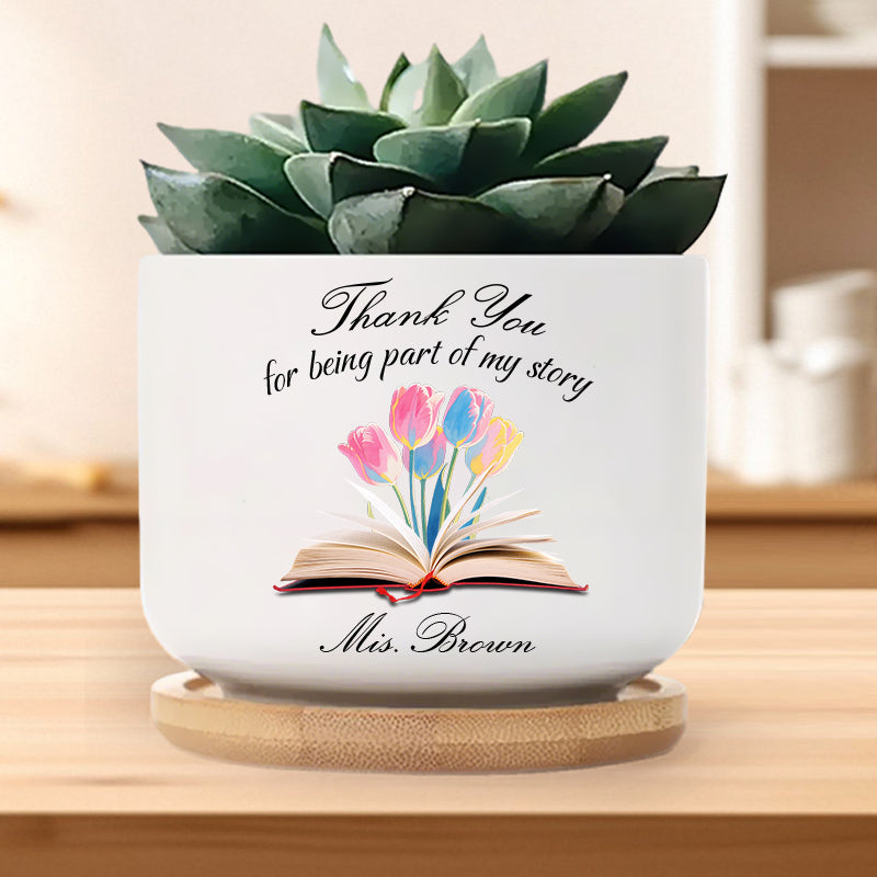 Custom A Thank You That Blossoms – Personalized Ceramic Plant Pot – Back to School, Teacher Appreciation, End of Year Gift for Teacher