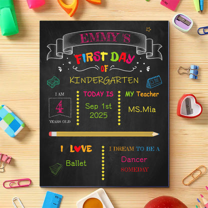 Custom Back to School Sign – Personalized Wooden Chalkboard for First Day Milestones, Gift for Kids