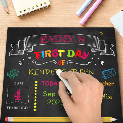 Custom Back to School Sign – Personalized Wooden Chalkboard for First Day Milestones, Gift for Kids