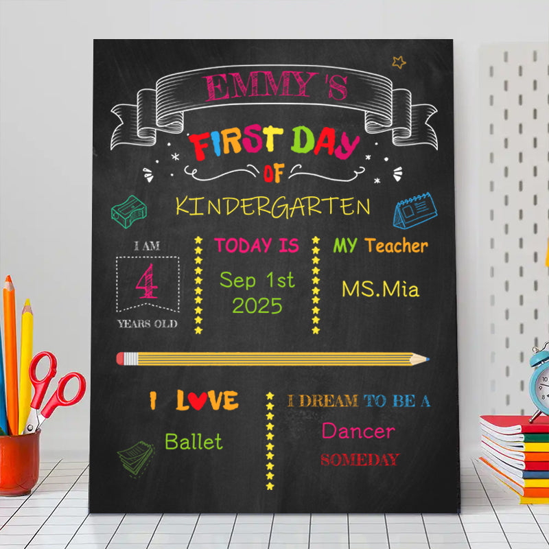 Custom Back to School Sign – Personalized Wooden Chalkboard for First Day Milestones, Gift for Kids
