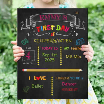 Custom Back to School Sign – Personalized Wooden Chalkboard for First Day Milestones, Gift for Kids