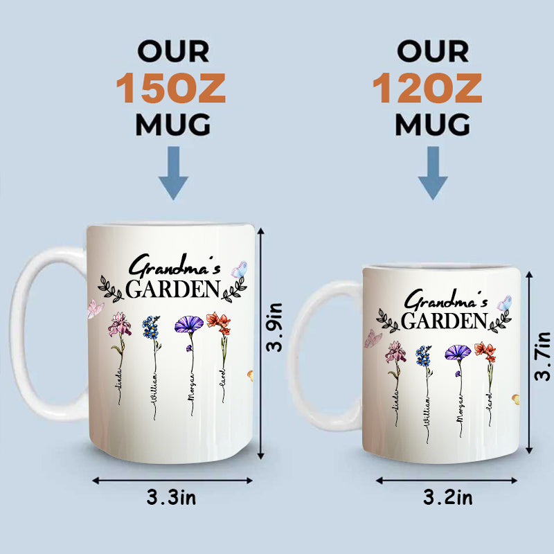 Custom Grandma’s Garden Mug – Personalized Floral Cup with Kids’ Names – Heartfelt Gift for Grandma, Mom, or Family Matriarch