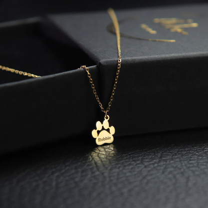 Custom Paw Charm Necklace – Personalized Pet Name Charms – Gift for Pet Lovers