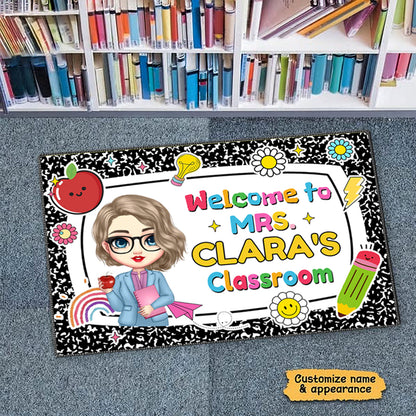 Custom Teacher Name Doormat – Personalized Classroom Welcome Mat, Back to School Gift for Teachers