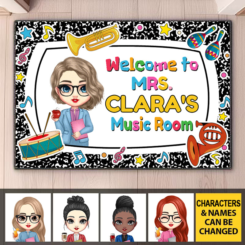 Custom Music Room Doormat – Personalized Name & Character Welcome Mat, Gift for Music Teachers or Music Rooms
