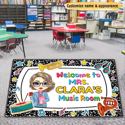 Custom Music Room Doormat – Personalized Name & Character Welcome Mat, Gift for Music Teachers or Music Rooms
