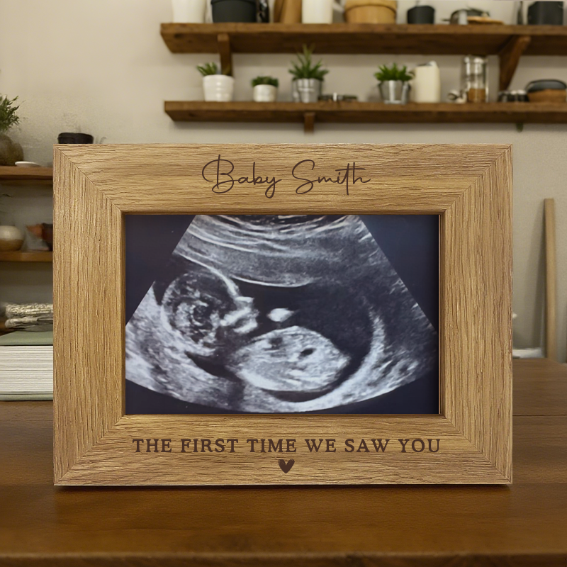 Custom Baby Ultrasound Frame with Printed Photo – Personalized Name & Quote – Gift for Expecting Parents or Baby Shower