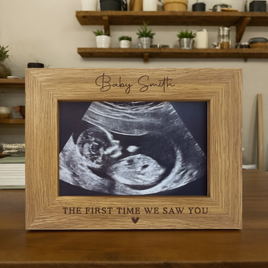 Custom Baby Ultrasound Frame with Printed Photo – Personalized Name & Quote – Gift for Expecting Parents or Baby Shower