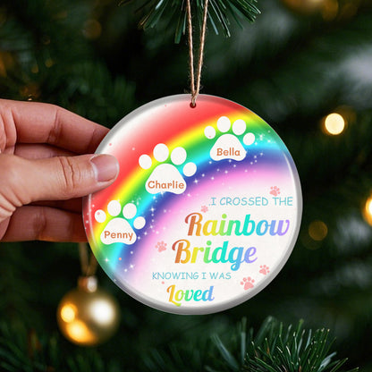 Personalized Rainbow Bridge Ceramic Ornament – Custom Paw Print Keepsake with Name & Quote – Sympathy Gift for Pet Owners, Pet Lovers