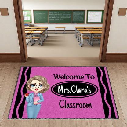 Custom Teacher Name Doormat – Personalized Classroom Welcome Mat, Back to School Gift for Teachers, Educators, and Staff