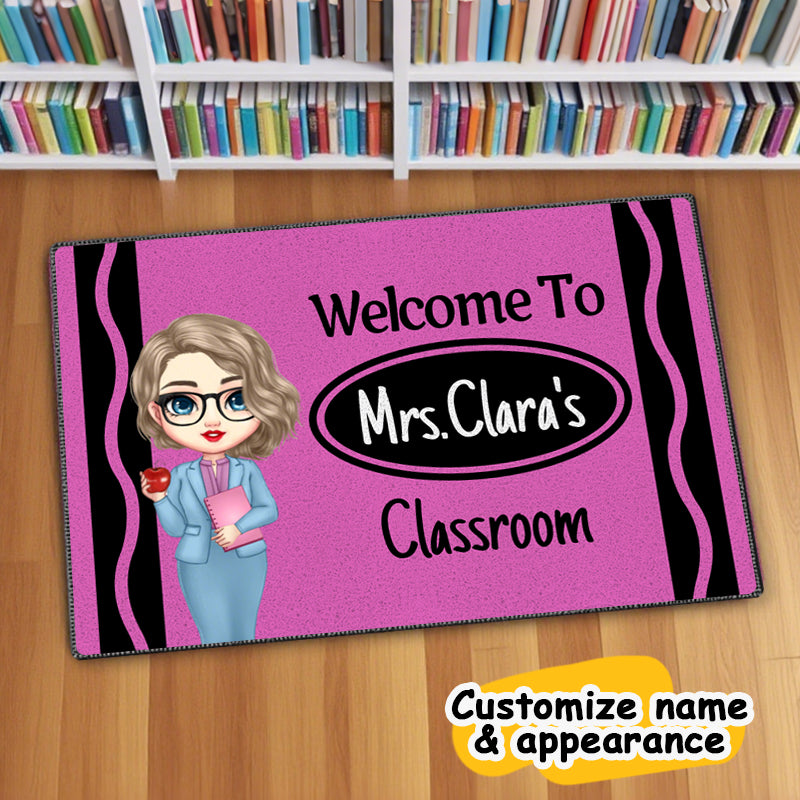 Custom Teacher Name Doormat – Personalized Classroom Welcome Mat, Back to School Gift for Teachers, Educators, and Staff