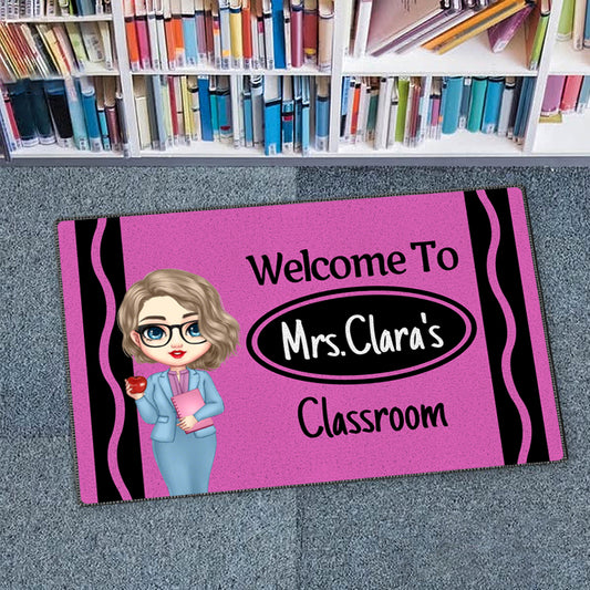 Custom Teacher Name Doormat – Personalized Classroom Welcome Mat, Back to School Gift for Teachers, Educators, and Staff