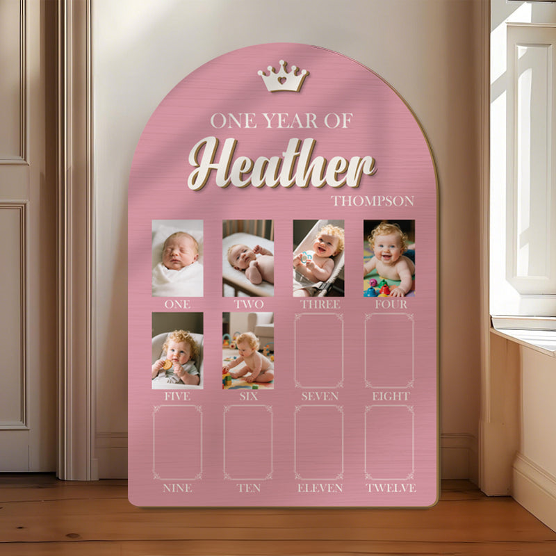 Baby First Year Photo Frame – Personalized Wooden Keepsake for 12 Monthly Photos, Perfect Gift for New Parents