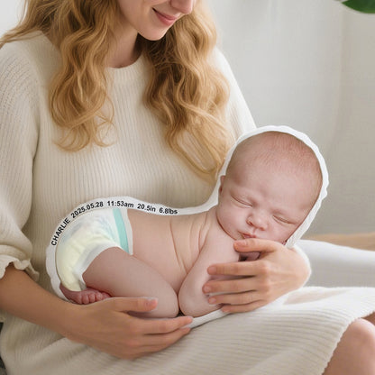 Personalized Baby Photo Pillow – Custom Keepsake with Your Baby’s Photo & Birth Details – Gift for New Parents or Nursery