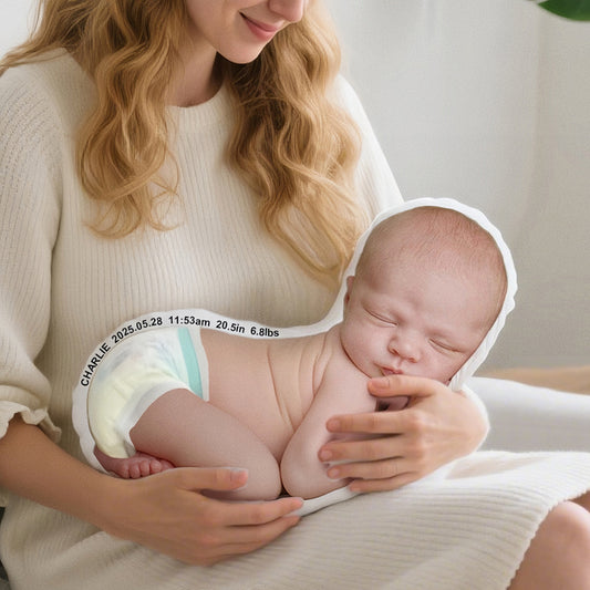 Personalized Baby Photo Pillow – Custom Keepsake with Your Baby’s Photo & Birth Details – Gift for New Parents or Nursery