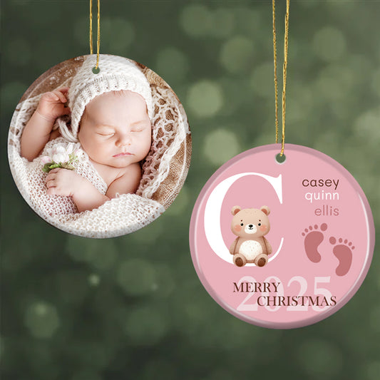 Personalized Baby’s First Christmas Ornament – Custom Photo & Animal Design – Keepsake Gift for Babies and Families