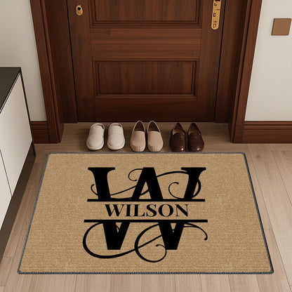 Custom Script Initial Doormat with Name – Personalized Decorative Mat for Entryway & Family Home