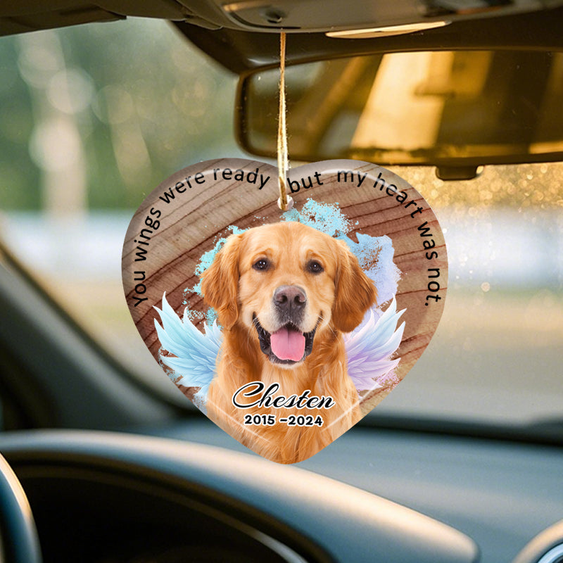 Custom Photo Your Wings Were Ready But My Heart Was Not-Ceramic Heart Shaped-Sympathy Gift For Pet Owners, Pet Lovers