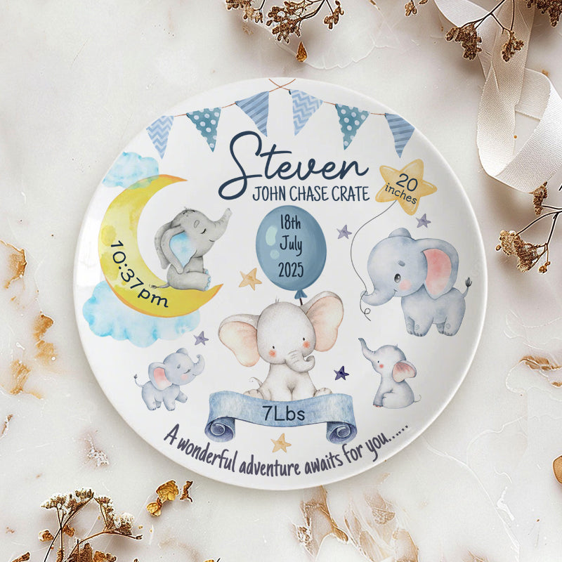 Custom Baby Birth Announcement Plate – Personalized Ceramic Keepsake with Name & Birth Details – Gift for New Parents, Baby Arrival, or Christening