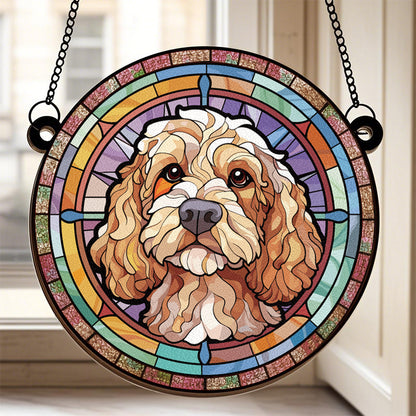 Custom Sunbeams & Snuggles: Brighten Their Day - Memorial Personalized Custom Stained Glass Window Hanging Suncatcher - Sympathy Gift For Pet Owners, Pet Lovers